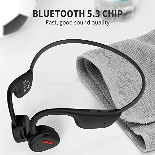 Open-Ear air Conduction Headphones, RockShine Wireless air Conduction Sports Headphones, Bluetooth 5.3 Lightweight sweatproof Sports Headphones, Suitable for Running, Cycling, (Black)