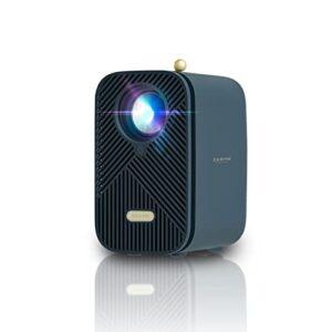 zeemr mini smart projector, hdr10 wifi bluetooth projector, native 720p, 4k supported, portable projector for home/out theater, dust-proof, projector compatible with all tv stick, ios, android(blue)