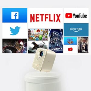 ZEEMR Mini Smart Projector, HDR10 WiFi Bluetooth Projector, Native 720P, 4K Supported, Portable Projector for Home/Out Theater, Dust-Proof, Projector Compatible with All TV Stick, iOS, Android(Blue)