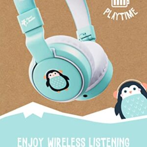 Planet Buddies Cute Penguin On-Ear Bluetooth Headphones for Kids | Foldable Wireless Kids Headphones | Kids Headset with Microphone for Tablets and Phones | Child-Safe Volume for School, Music & Calls