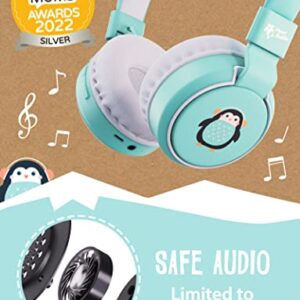 Planet Buddies Cute Penguin On-Ear Bluetooth Headphones for Kids | Foldable Wireless Kids Headphones | Kids Headset with Microphone for Tablets and Phones | Child-Safe Volume for School, Music & Calls