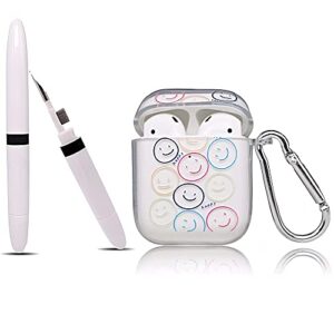 redx1 new upgrade 4 in 1 pen cleaner with smile airpods case, for airpods with soft brush flocking sponge and metal tip for any bluetooth earphones, pen cleaning tools,multi-function cleaner kit