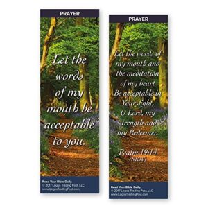 christian bookmark with bible verse, pack of 25, prayer themed, let the words of my mouth be acceptable to you, psalm 19:14