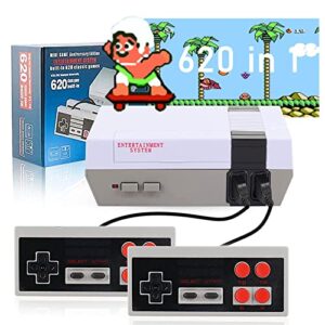 retro game console mini classic game system built-in 620 classic video games plug and play tv games with 2x 4 classic edition controller for kids and adults av output