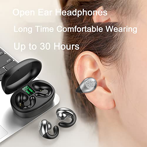 Bone Conduction Touch Control Wireless Earbuds with Earhooks Headphones Waterproof Bluetooth Open Earbuds Earpiece Noise Canceling Headset Sports Bluetooth 5.3 Earphones Headset for Cycling Driving