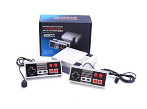 kunlidudu retro classic mini game console, builtin 620 video games plug and play, old game system with 2 nes classic controllers, av output mini console, games console, gray, 19x15x7.5cm
