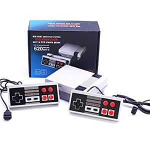 KUNLIDUDU Retro Classic Mini Game Console, Builtin 620 Video Games Plug and Play, Old Game System with 2 NES Classic Controllers, AV Output Mini Console, Games Console, gray, 19x15x7.5cm