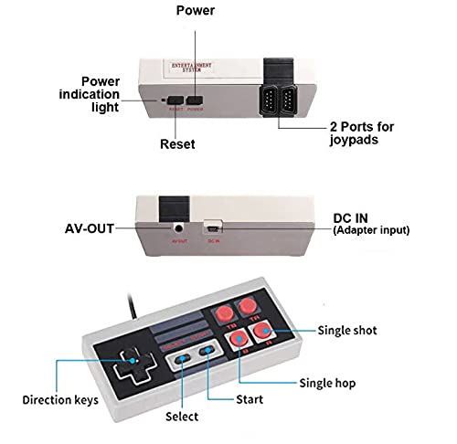 KUNLIDUDU Retro Classic Mini Game Console, Builtin 620 Video Games Plug and Play, Old Game System with 2 NES Classic Controllers, AV Output Mini Console, Games Console, gray, 19x15x7.5cm