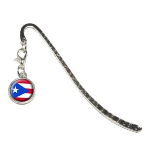puerto rico puerto rican flag metal bookmark page marker with charm