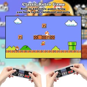 Retro Game Console with 620 Games and 2 Classic Controllers,Plug and Play Video Games with AV Output,8-Bit Video Classic Mini Retro Game System with Classic Games for Kids and Adults Gifts