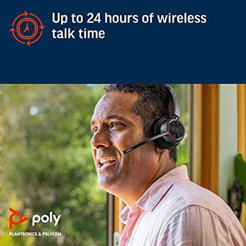 Poly - Voyager 4320 UC Wireless Headset + Charge Stand (Plantronics) - Headphones with Boom Mic - Connect to PC/Mac via USB-A Bluetooth Adapter, Cell Phone via Bluetooth - Works with Teams, Zoom &More