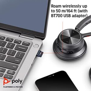 Poly - Voyager 4320 UC Wireless Headset + Charge Stand (Plantronics) - Headphones with Boom Mic - Connect to PC/Mac via USB-A Bluetooth Adapter, Cell Phone via Bluetooth - Works with Teams, Zoom &More