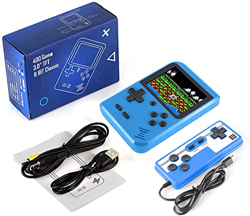 Retro Handheld Game Console, Portable Retro Video Game Console with 400 Classical FC Games 3.0-Inch Screen 1020mAh Battery Support for TV Connection and Two Players Valentines Day Gifts for Boys