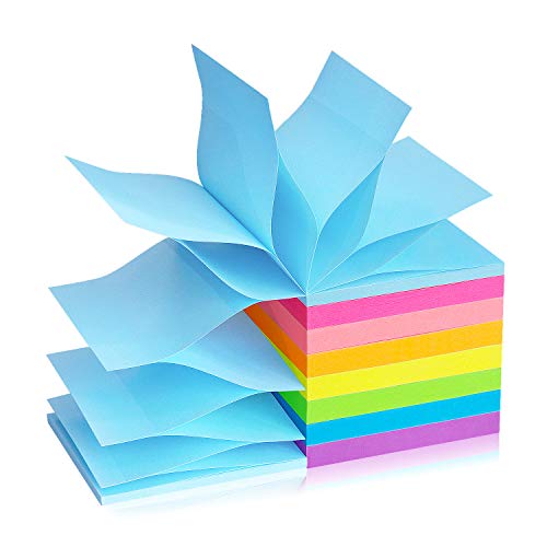 Pop Up Sticky Notes 3x3 Self-Stick Notes 8 Bright Multi Colors Purple Sticky Notes 8 Pads 80 Sheet/Pad