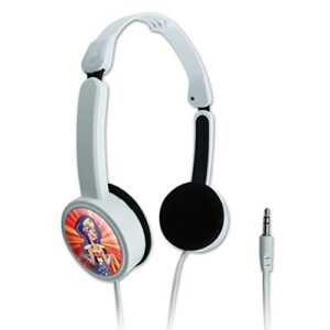 graphics & more dc super hero girls wonder woman novelty travel portable on-ear foldable headphones