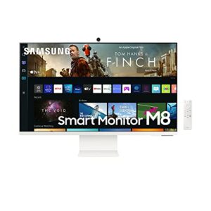 samsung 32″ m80b 4k uhd hdr smart computer monitor screen with streaming tv, slimfit camera included, wireless remote pc access, alexa built-in, ls32bm805unxgo, white