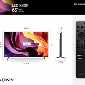 Sony 65 Inch 4K Ultra HD TV X80K Series: LED Smart Google TV with Dolby Vision HDR KD65X80K- 2022 Model