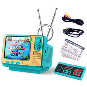 retro video games console for kids adults built-in 308 classic electronic game 3.0” screen mini tv games console support tv output and usb charging birthday xmas gift for boys girl 4-12 (blue)