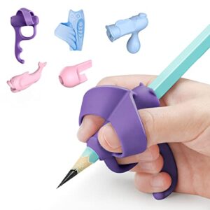 ZZWS 5 Stage Progressive Pencil Grips for Kids Handwriting Writing Aid Tools Trainer Posture Correction Finger Pen Grippers for Toddlers 2-4 Preschool Must Haves, Back to School Gift for Kids(5Pcs)