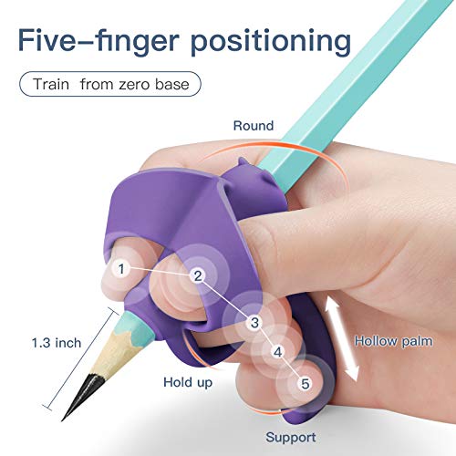 ZZWS 5 Stage Progressive Pencil Grips for Kids Handwriting Writing Aid Tools Trainer Posture Correction Finger Pen Grippers for Toddlers 2-4 Preschool Must Haves, Back to School Gift for Kids(5Pcs)