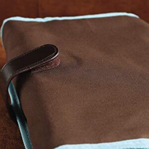 Tri-Fold Bible Cover, Bible Study Organizer, Velcro Closure, Nylon, Brown/Blue, Large