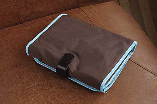 Tri-Fold Bible Cover, Bible Study Organizer, Velcro Closure, Nylon, Brown/Blue, Large