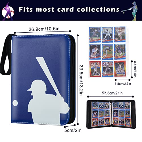 Card Binder 9 Pocket, Trading Card Binder with Sleeves, Baseball Card Binder, Sports Card Binder Collectible Trading Card Albums Fits 900 Cards with 50 Removable Sleeves