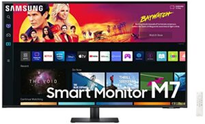 samsung 43″ m70b series 4k uhd usb-c smart monitor & streaming tv, 4ms, 60hz, hdr10, wireless display, gaming and iot hubs, alexa built-in, 2022, ls43bm702unxza, black