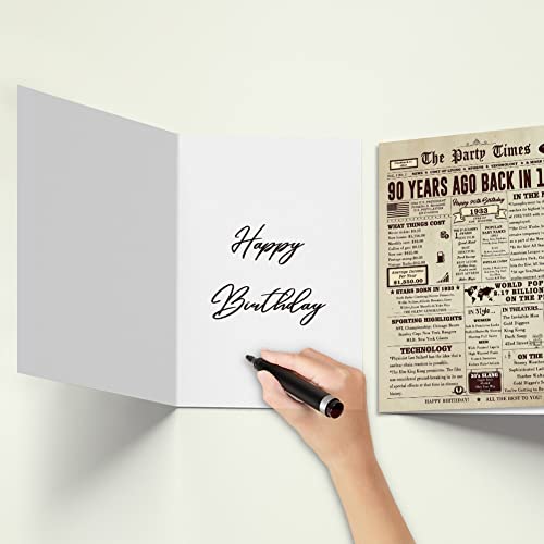 Big 90th Birthday Card for Grandparent, Jumbo Retro 90 Bday Card Gifts for Mom Dad, Unique 90 Years Old Card Gifts for Men Women, Oversize 90 Birthday Cards Decorations for Women Men Family