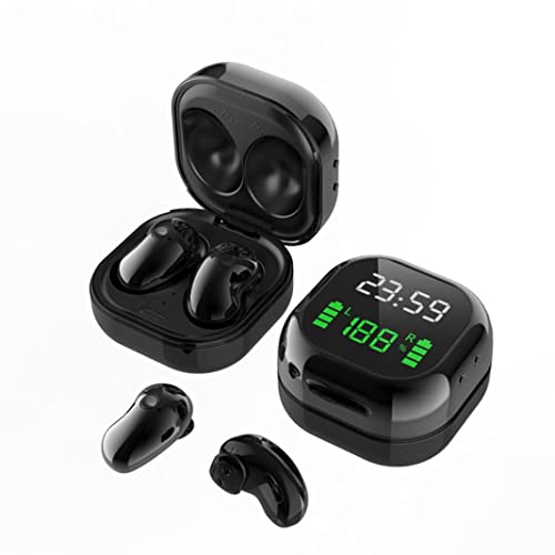 S6 Plus Mini Wireless Earbuds Bluetooth 5.1 in Ear Headphones Built-in Microphone, Light-Weight IPX5 Waterproof Stereo Sport Headset with Charging Case (Black)