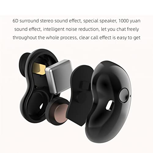 S6 Plus Mini Wireless Earbuds Bluetooth 5.1 in Ear Headphones Built-in Microphone, Light-Weight IPX5 Waterproof Stereo Sport Headset with Charging Case (Black)