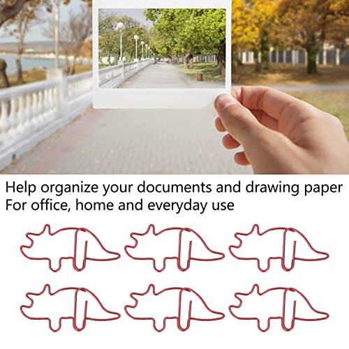 Pssopp 100Pcs Animal Shaped Paperclip, Dinosaur Shaped Coated Paper Clips Bookmark Clips Office Supplies for Document