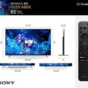 Sony OLED 65 inch BRAVIA XR A80K Series 4K Ultra HD TV: Smart Google TV with Dolby Vision HDR and Exclusive Gaming Features for The Playstation® 5 XR65A80K- 2022 Model