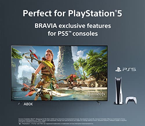 Sony OLED 65 inch BRAVIA XR A80K Series 4K Ultra HD TV: Smart Google TV with Dolby Vision HDR and Exclusive Gaming Features for The Playstation® 5 XR65A80K- 2022 Model