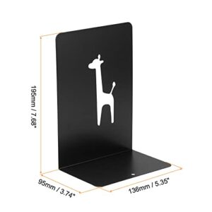 PATIKIL Bookend, 2 Set Giraffe L-Shaped Metal Desk Organizer Book Support Stand for Stationery Desktop Office Accessories, Black