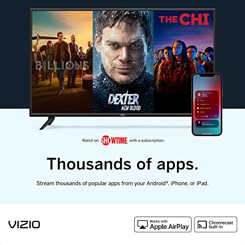 VIZIO 32-inch D-Series 720p Smart TV with Apple AirPlay and Chromecast Built-in, Screen Mirroring for Second Screens, & 150+ Free Streaming Channels, D32h-J09, Model (Renewed), 32 inches