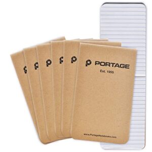 portage field notebook tactical sized pocket notepad – top bound notebook with lined paper lies flat in pocket – 2.8″ x 4.6″ – 64 pages (3 pack) (6 pack, tactical)