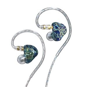 oxyplay hifi sports earbuds headphones with mmcx connections, dolp as10 hybrid drivers iem earphones for musicians with oxyen-free cord blue no microphone