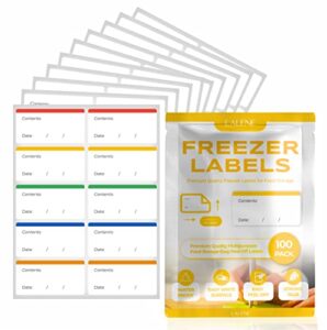 100 freezer labels easy peel off – color coding frozen food label holders stickers that leave no sticky residue after use, jar labels – freezer labels
