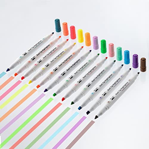 Mr. Pen- Dual Tip Highlighters, Pastel Colors, 12 Pack, Fine & Chisel Tip Highlighters Assorted Colors, Colored Highlighters, Highlighter Pens, Highlighter Markers, Markers for Journaling