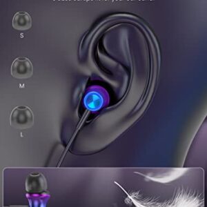 USB C Headphones Earbuds for S23 Ultra HiFi Stereo Bass Magnetic Wired Ear Buds Noise Canceling Earphones Headset with Microphone for Samsung Galaxy S22 S21 FE Google Pixel 7 Pro iPad Oneplus Purple