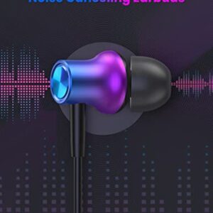 USB C Headphones Earbuds for S23 Ultra HiFi Stereo Bass Magnetic Wired Ear Buds Noise Canceling Earphones Headset with Microphone for Samsung Galaxy S22 S21 FE Google Pixel 7 Pro iPad Oneplus Purple