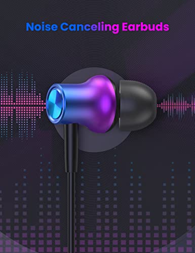 USB C Headphones Earbuds for S23 Ultra HiFi Stereo Bass Magnetic Wired Ear Buds Noise Canceling Earphones Headset with Microphone for Samsung Galaxy S22 S21 FE Google Pixel 7 Pro iPad Oneplus Purple