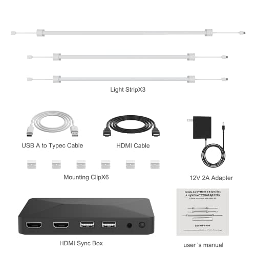 Dekala TV LED Backlight Kit with HDMI 2.0 Sync Box, Immersive TV Lights Behind for 65,60,55 in TV, Sync with Music and TV Screen, Smart Voice/App Control, Work with TV Box, Xbox, Playstation