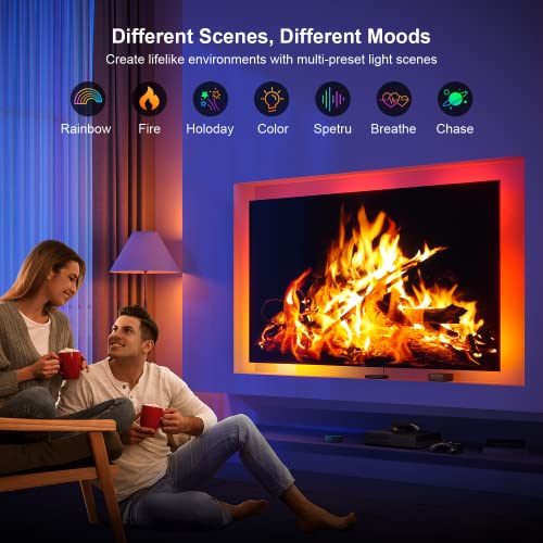Dekala TV LED Backlight Kit with HDMI 2.0 Sync Box, Immersive TV Lights Behind for 65,60,55 in TV, Sync with Music and TV Screen, Smart Voice/App Control, Work with TV Box, Xbox, Playstation
