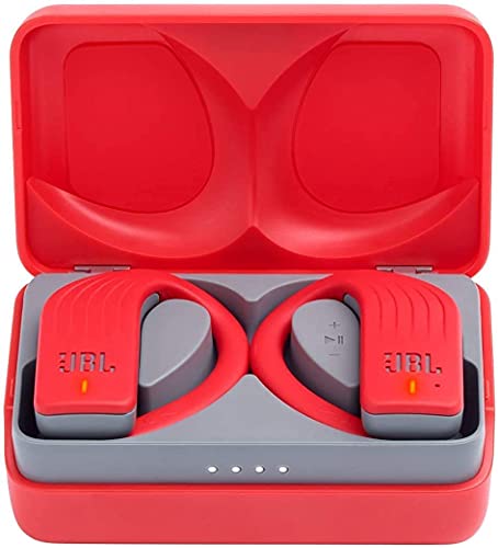 JBL TWS True Wireless in-Ear Headphones Bundle with Deluxe Hardshell Case (Endurance Peak, Red)