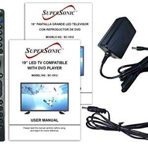 SuperSonic SC-1912 LED Widescreen HDTV 19", Built-in DVD Player with HDMI, USB & AC/DC Input: DVD/CD/CDR High Resolution and Digital Noise Reduction