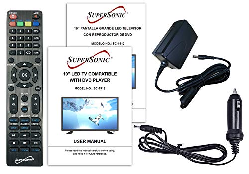 SuperSonic SC-1912 LED Widescreen HDTV 19", Built-in DVD Player with HDMI, USB & AC/DC Input: DVD/CD/CDR High Resolution and Digital Noise Reduction