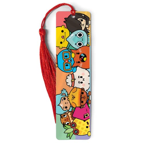 Bookmarks Metal Ruler Toca Reading Game Tassels Bookography Measure Bookworm for Book Bibliophile Gift Reading Christmas Ornament Markers