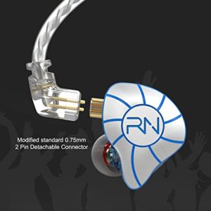 RevoNext in Ear Monitor Earbuds Wired HiFi Stereo Earbuds with Microphone Quadruple Drive Professional RH-215 in Ear Monitors for Musicians Drummers Singers Earbuds（White）
